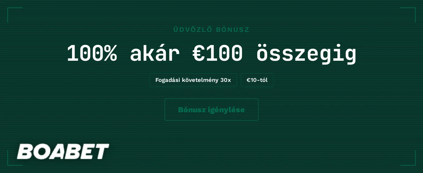 Üdvözlő bónusz €100-ig